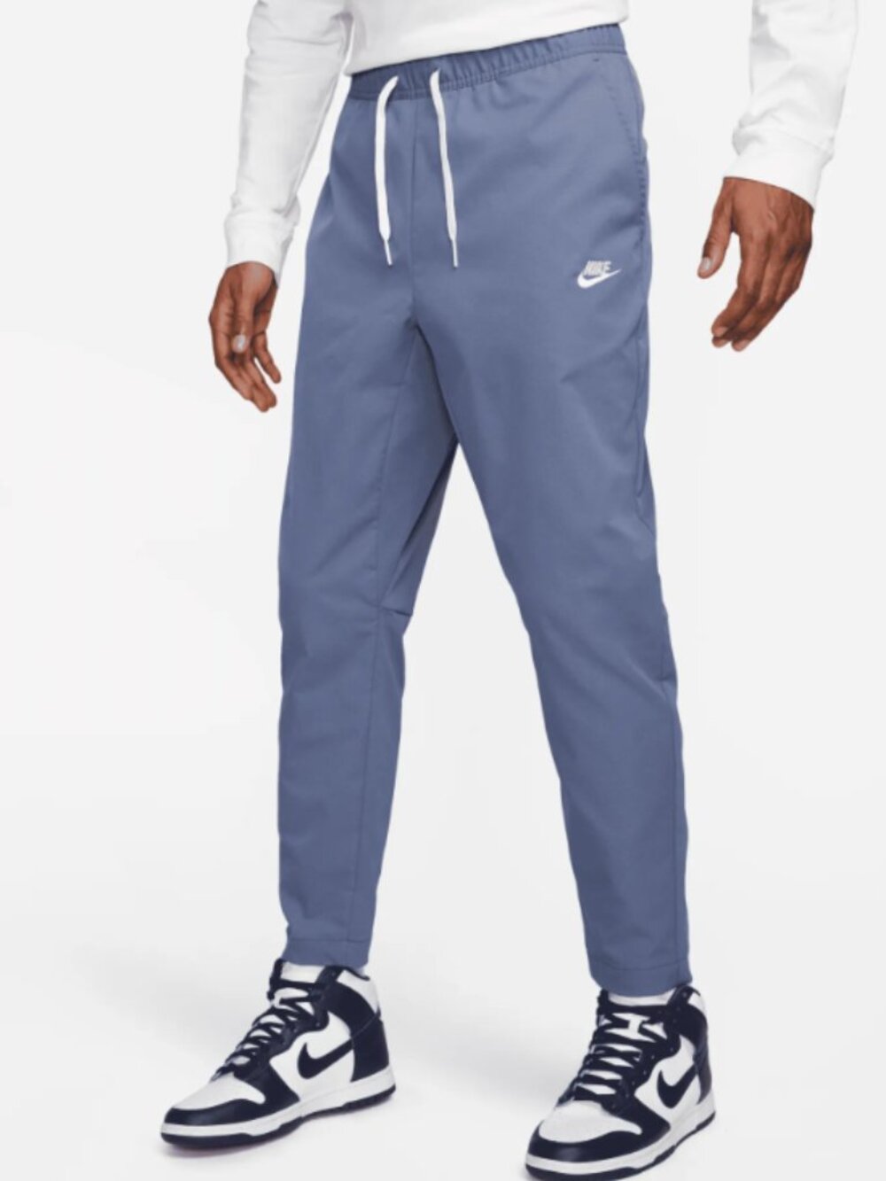 NEW Nike Club Men's Woven Tapered-Leg Trousers Size XL Blue Casual Pull-On Comfy